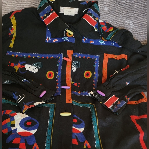 Nino Wong California Other - Vintage Nino Wong Abstract Black Shirt Sz M Made in USA 80's Vibes Unique Retro
